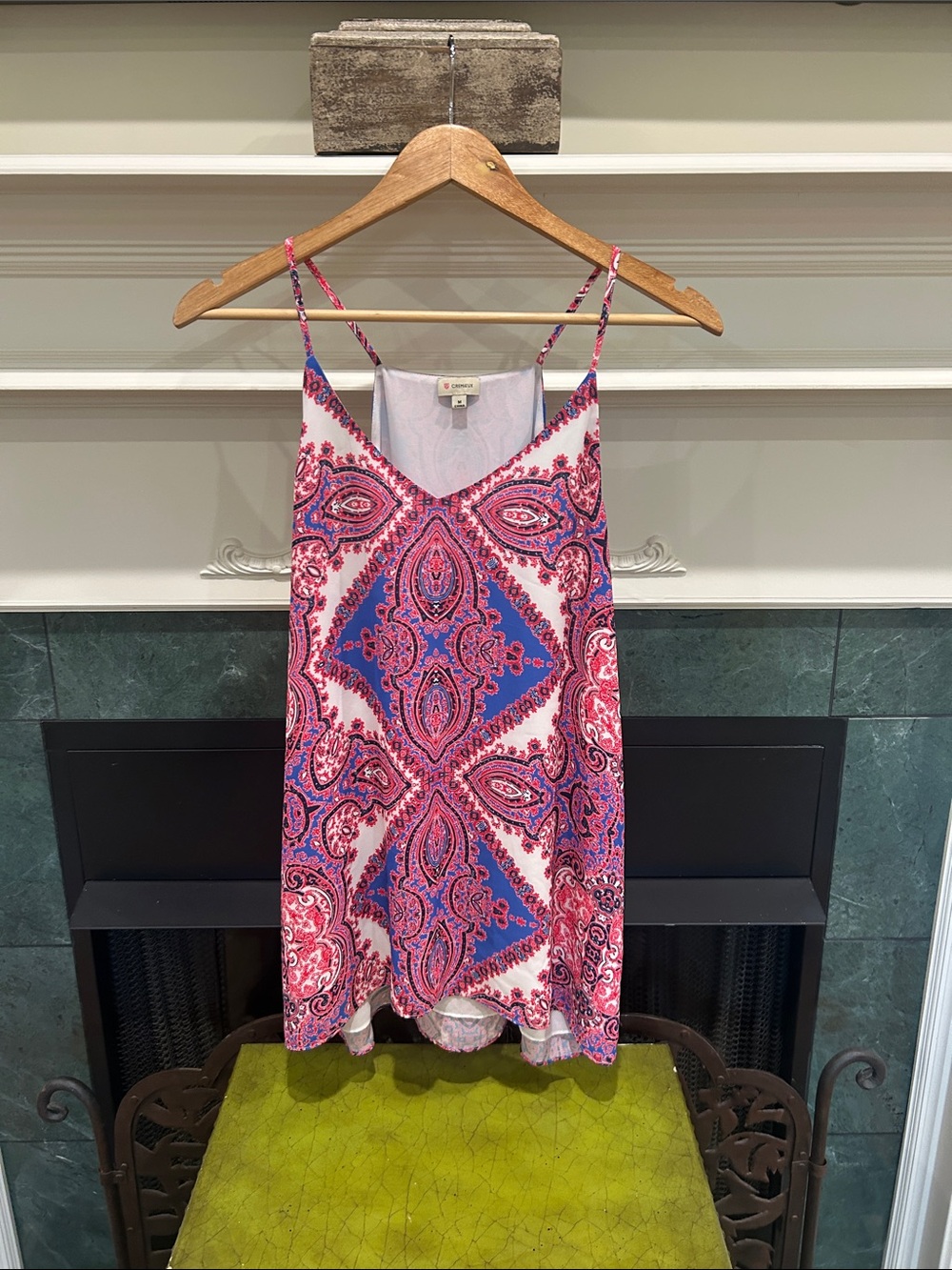 Daniel Cremieux Pink and Blue Paisley V-Neck Dress